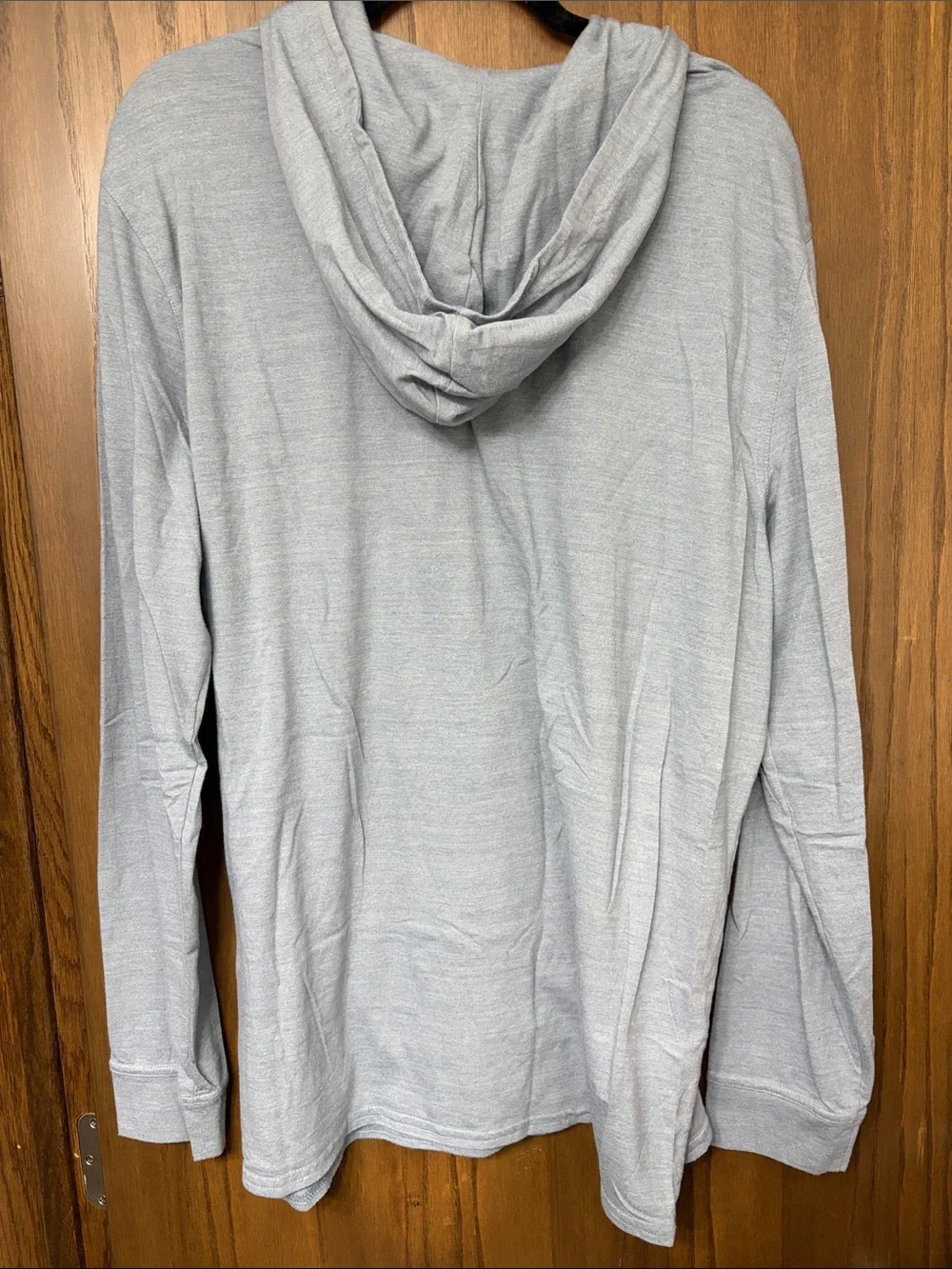 The North Face Men’s Light Gray Hooded Pullover with Yellow Logo